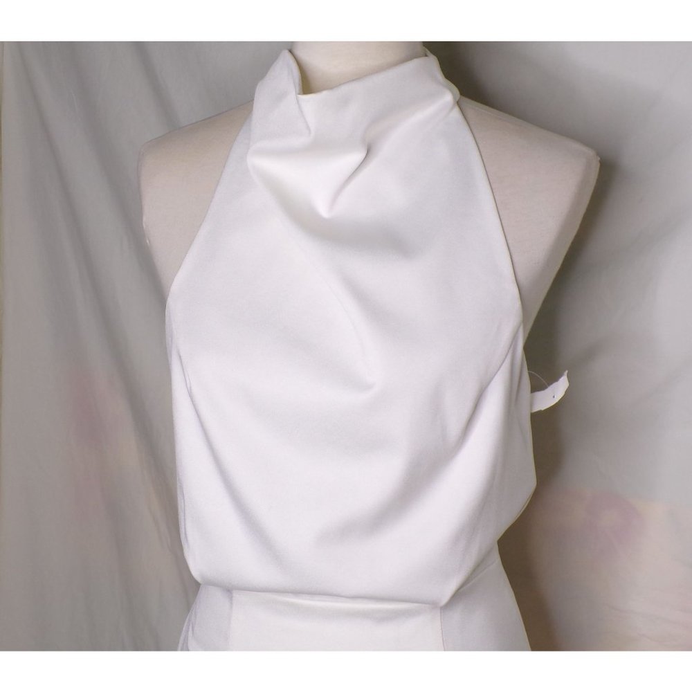 ELLIATT Camo Asymmetric Satin Halter Dress White Large 8 NEW - Picture 7 of 13